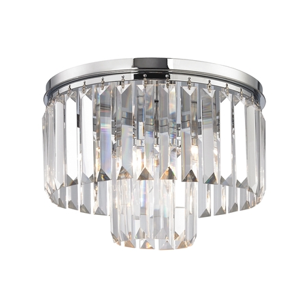 ELK LIGHTING Palacial 1-Light Flush Mount in Polished Chrome with Clear Crystal 15213/1